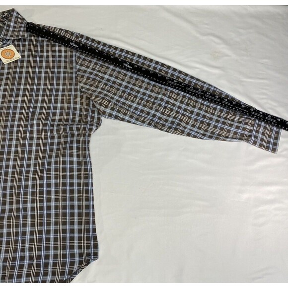 Thomas Dean Shirt Men's Large Multicolor Flip Cuff Plaid Long Sleeve Button Up - Picture 14 of 15